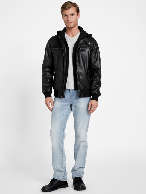 Veste En Similicuir Grand Noir Jet Guess