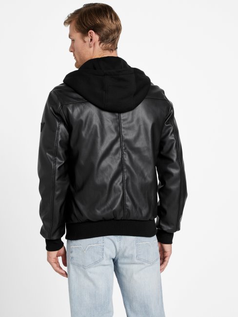 Veste En Similicuir Grand Noir Jet Guess