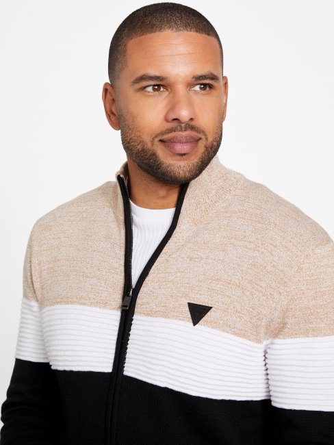 Chandail Simulé Zippé Eco Luke Taupe Grillé Multi Guess