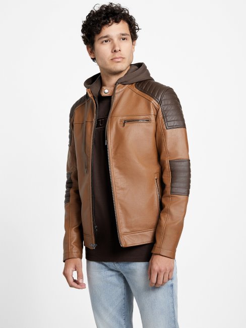Veste Biker Multi Daniel Color-block Marron Guess