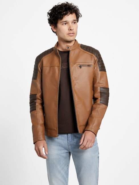 Veste Biker Multi Daniel Color-block Marron Guess