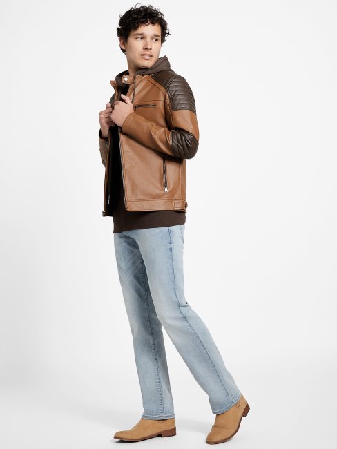 Veste Biker Multi Daniel Color-block Marron Guess