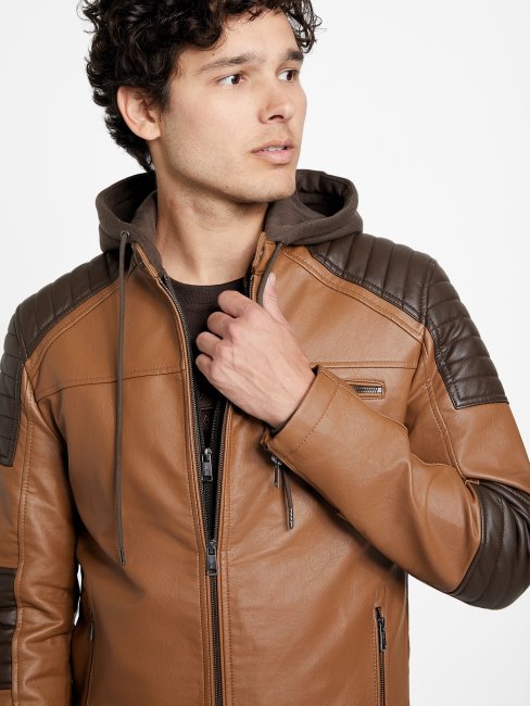 Veste Biker Multi Daniel Color-block Marron Guess