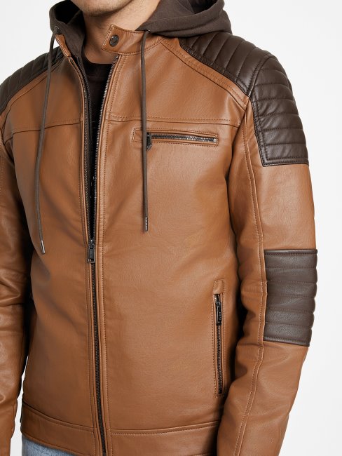 Veste Biker Multi Daniel Color-block Marron Guess