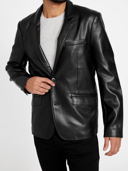 Blazer Guess Dex En Similicuir Noir De Jais