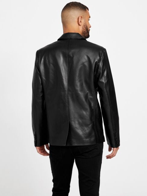 Blazer Guess Dex En Similicuir Noir De Jais