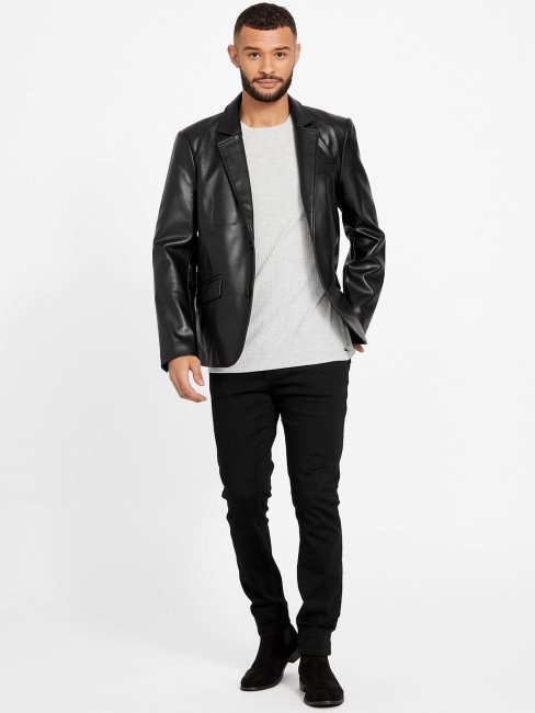 Blazer Guess Dex En Similicuir Noir De Jais