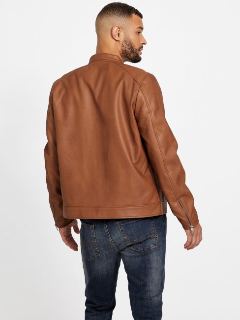 Guess Veste En Similicuir Beige Foncé Zacky Moto