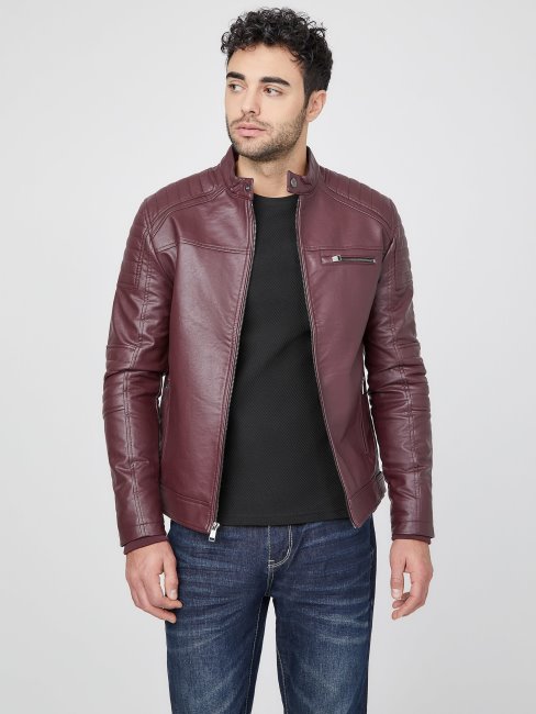 Guess Daniel Biker Simili Cuir Marmont Rouge