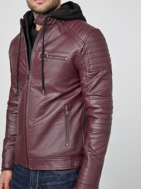 Guess Daniel Biker Simili Cuir Marmont Rouge