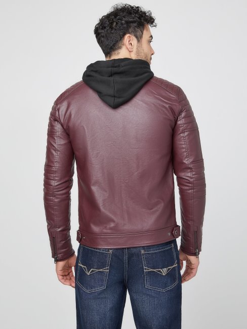 Guess Daniel Biker Simili Cuir Marmont Rouge