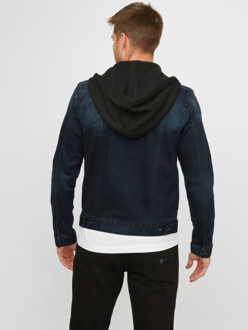 Vertix Veste En Jean Super Stretch à Capuche Délavé Foncé Guess