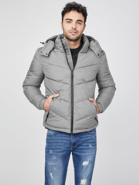 Veste Matelassée Chase Gris Clair Chiné Guess