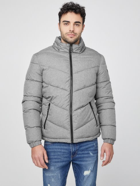 Veste Matelassée Chase Gris Clair Chiné Guess