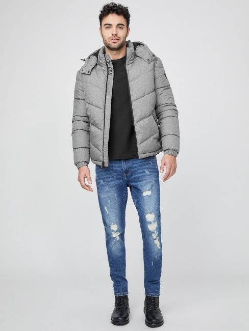 Veste Matelassée Chase Gris Clair Chiné Guess
