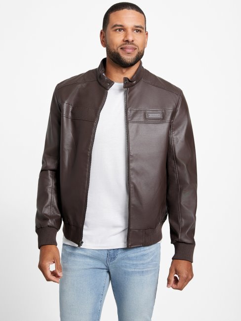 Aaron Veste De Moto En Similicuir Guess Cacao Bean