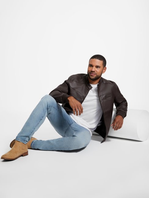 Aaron Veste De Moto En Similicuir Guess Cacao Bean