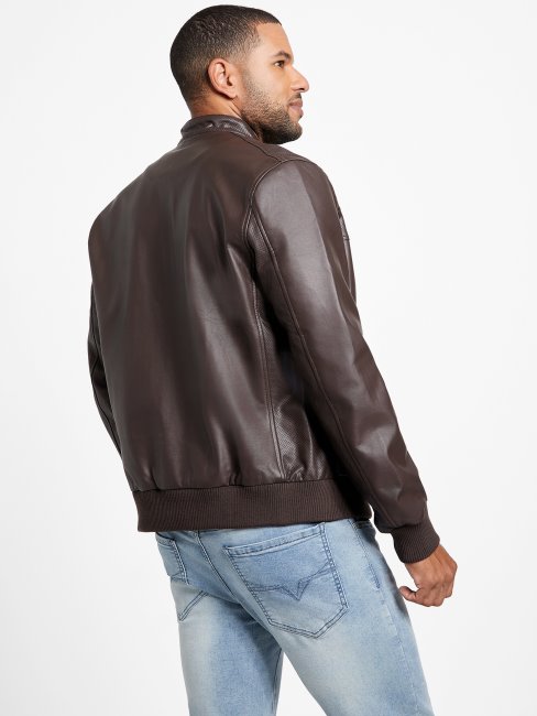 Aaron Veste De Moto En Similicuir Guess Cacao Bean