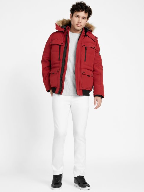 Doudoune Rouge Noir Dustin Guess