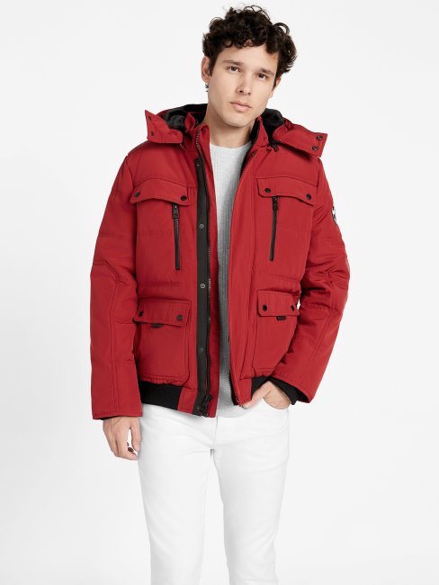 Doudoune Rouge Noir Dustin Guess