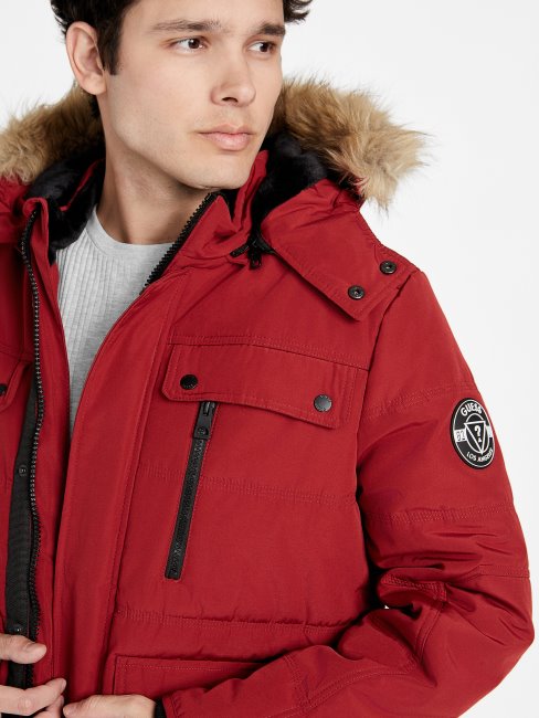 Doudoune Rouge Noir Dustin Guess