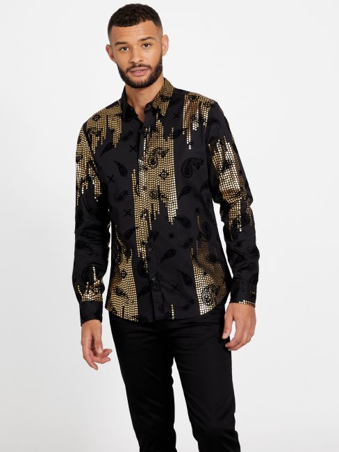 Tee Shirt Khal Foil Guess Noir De Jais