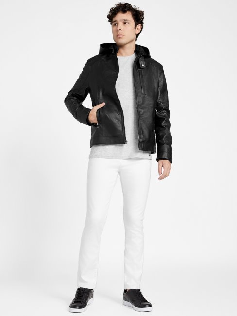 Guess Roney Veste En Similicuir Noir De Jais