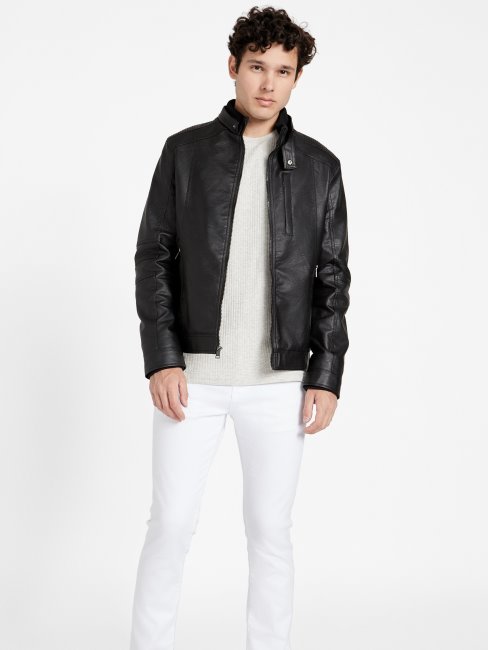 Guess Roney Veste En Similicuir Noir De Jais