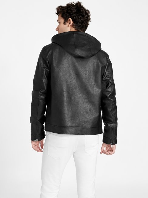 Guess Roney Veste En Similicuir Noir De Jais