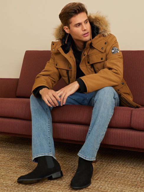 Doudoune Dustin Taupe Grillé Guess