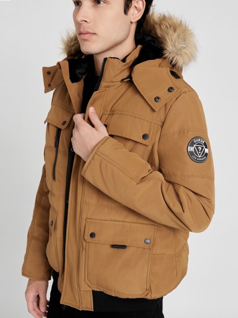 Doudoune Dustin Taupe Grillé Guess