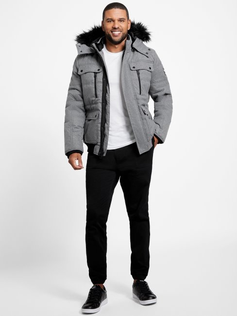 Doudoune Guess Eco Gris Clair Chiné