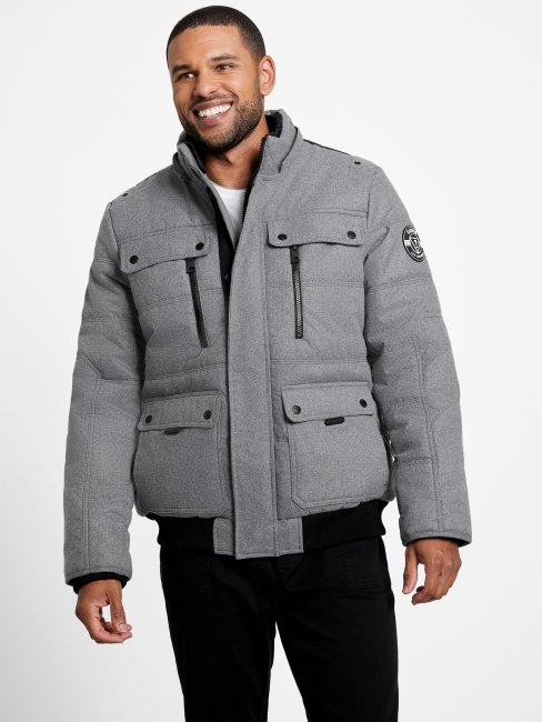 Doudoune Guess Eco Gris Clair Chiné