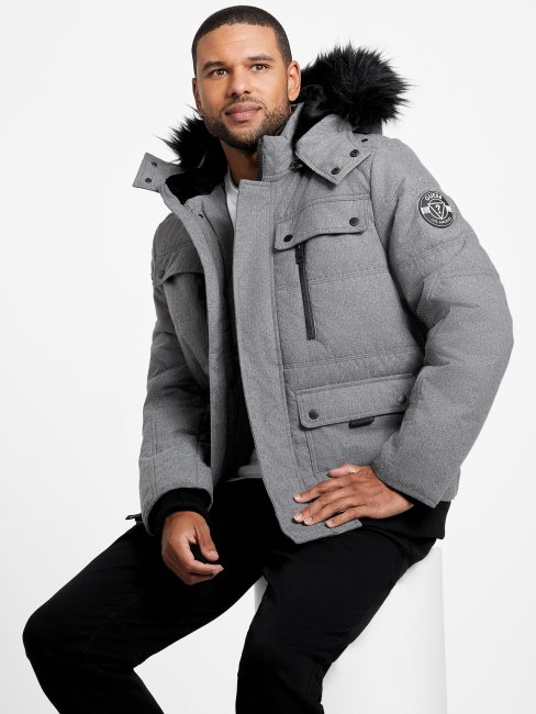 Doudoune Guess Eco Gris Clair Chiné