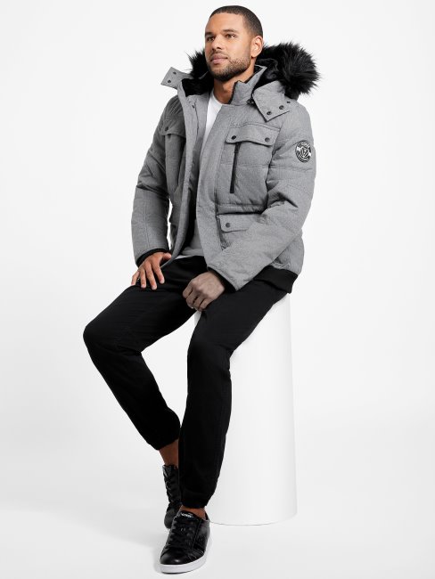 Doudoune Guess Eco Gris Clair Chiné