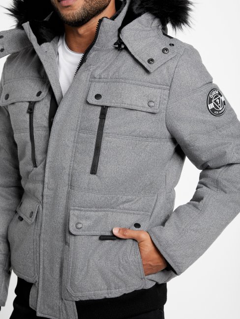 Doudoune Guess Eco Gris Clair Chiné