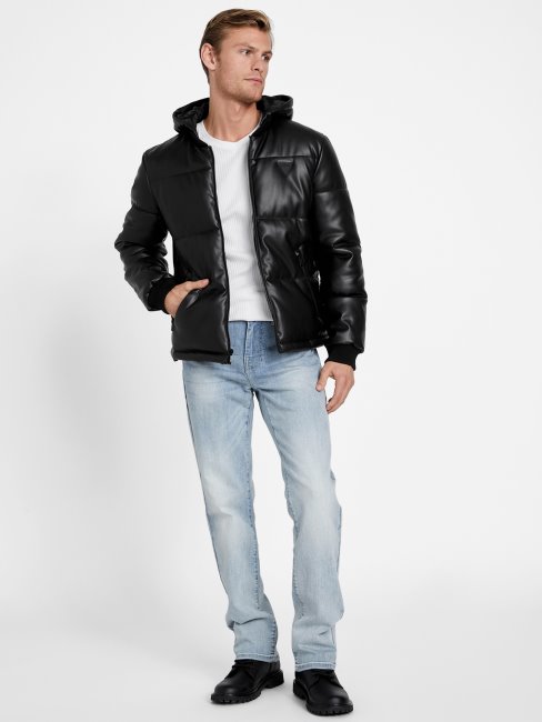 Koy Veste à Capuche En Similicuir Jet Black Guess