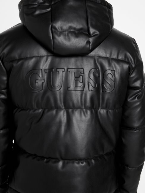 Koy Veste à Capuche En Similicuir Jet Black Guess