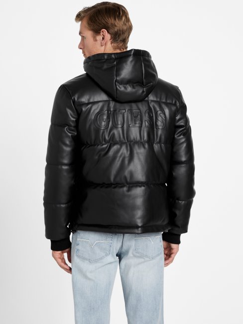 Koy Veste à Capuche En Similicuir Jet Black Guess