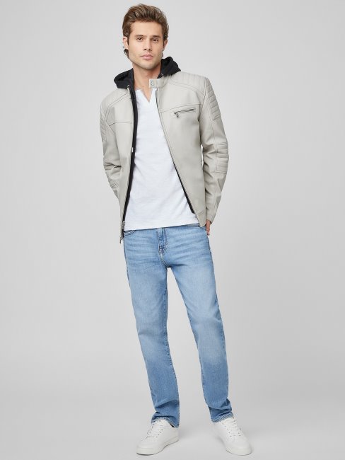 Veste De Motard En Similicuir Vintage Blanc Guess Daniel