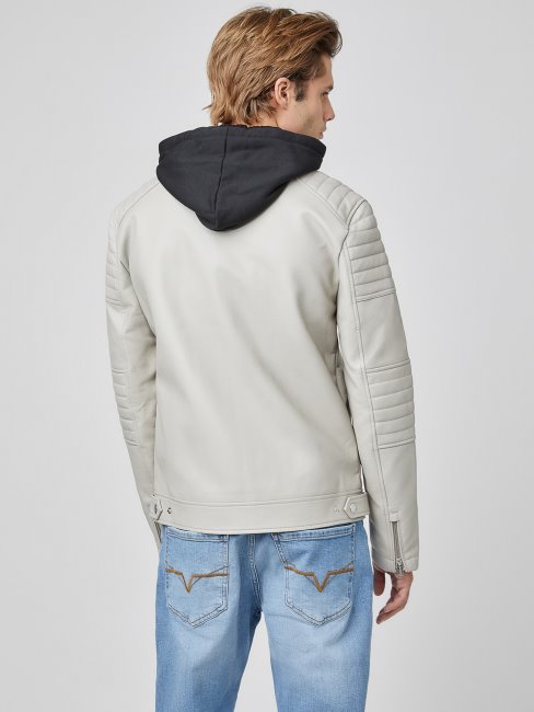 Veste De Motard En Similicuir Vintage Blanc Guess Daniel