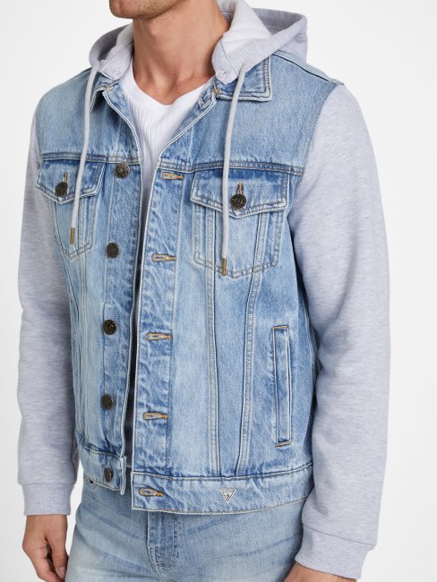 Veste à Capuche En Denim Délavé Léger Guess Reese
