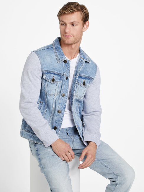 Veste à Capuche En Denim Délavé Léger Guess Reese