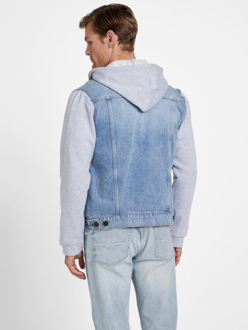Veste à Capuche En Denim Délavé Léger Guess Reese