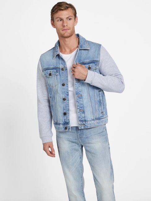 Veste à Capuche En Denim Délavé Léger Guess Reese