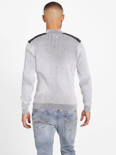 Pull Zippé à Col Montant Eco Khan Blanc Pur Guess