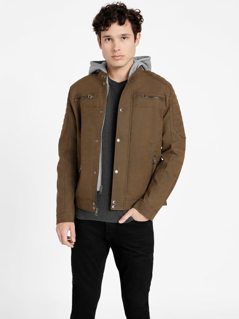 Preston Veste De Moto En Faux Suède Guess Cognac