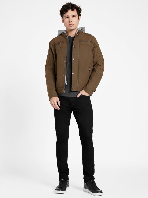 Preston Veste De Moto En Faux Suède Guess Cognac