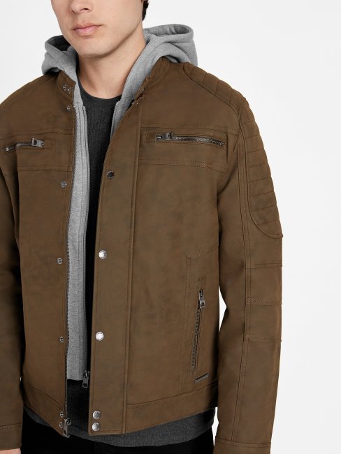 Preston Veste De Moto En Faux Suède Guess Cognac