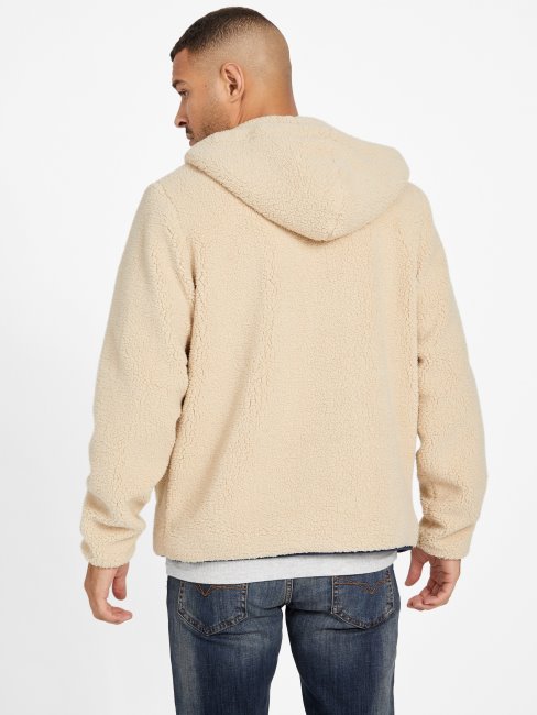 Frisco Sherpa Sweat à Capuche Zippé Guess Crème Sable